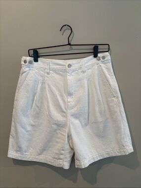 Madewell Harlow Pleated High-Rise Women's White Denim Shorts